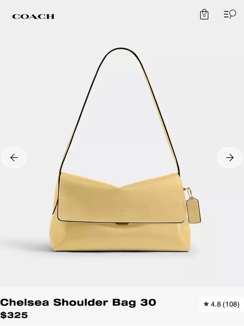 Coach Chelsea Shoulder Bag 30 in Butter Yellow/Vanilla
